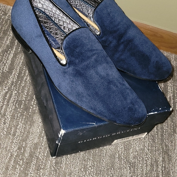 Men's Giogio Brutini Navy Suede Loafers 12 - Picture 3 of 6